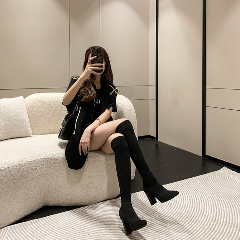 أحذية نسائية فوق الركبة بمقدمة - مراجعة Knee High Sock Women وسعره